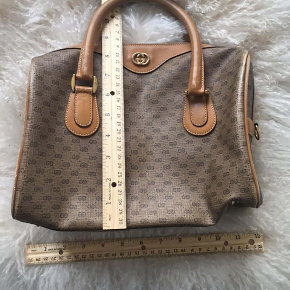 Gucci Boston Bag Monogrammed Vintage Brown Tote - Picture 5 of 7
